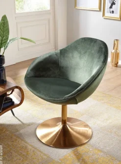 Wohnling Sessel grün gold Stoff Eisen B/H/T: ca. 70x79x70 cm