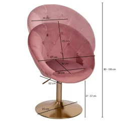 Wohnling Sessel rosa gold Samt Eisen B/H/T: ca. 67x80x62 cm