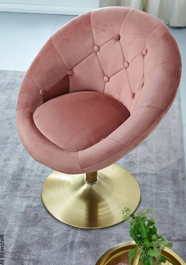 Wohnling Sessel rosa gold Samt Eisen B/H/T: ca. 67x80x62 cm