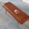 Wohnling Sitzbank braun natur Leder Echtholz B/H/T: ca. 115x53x38 cm