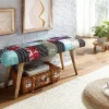 Wohnling Sitzbank bunt natur Stoff Echtholz B/H/T: ca. 117x51x38 cm