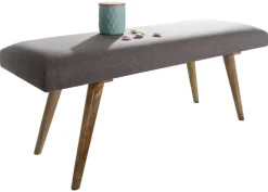 Wohnling Sitzbank grau natur Stoff Echtholz B/H/T: ca. 117x51x38 cm