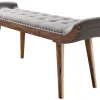 Wohnling Sitzbank grau natur Stoff Echtholz B/H/T: ca. 125x51x38 cm
