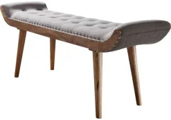 Wohnling Sitzbank grau natur Stoff Echtholz B/H/T: ca. 125x51x38 cm