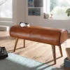 Wohnling Sitzbank natur braun Echtholz Leder