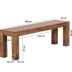Wohnling Sitzbank natur Echtholz B/H/T: ca. 160x45x35 cm