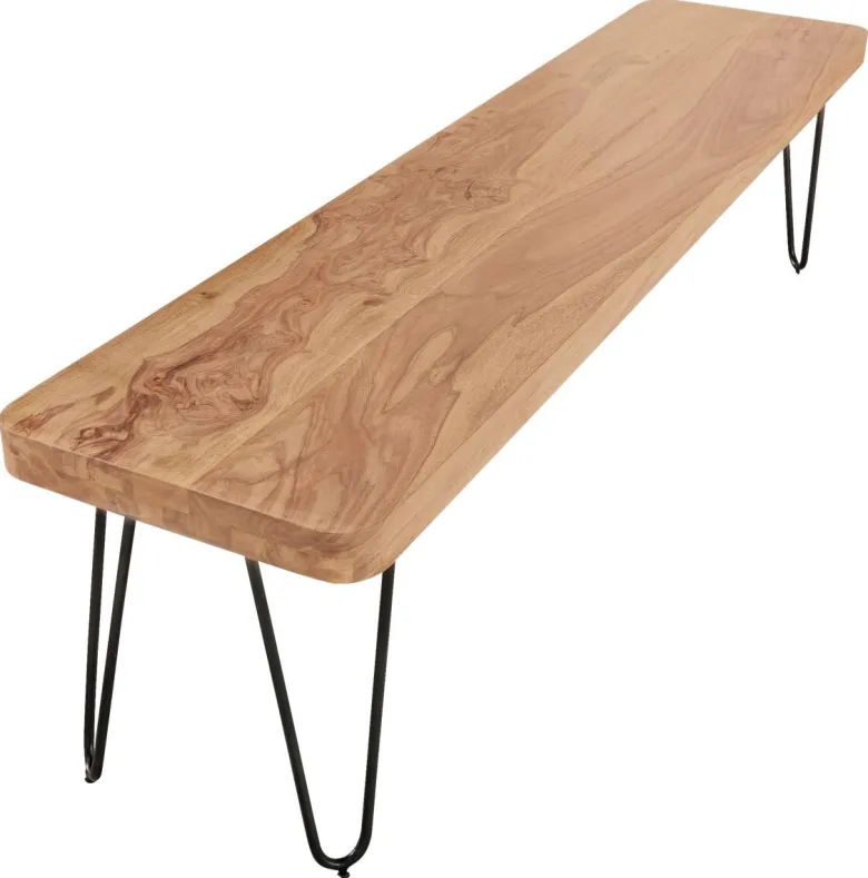 Wohnling Sitzbank natur schwarz Akazie Metall B/H/T: ca. 120x45x40 cm
