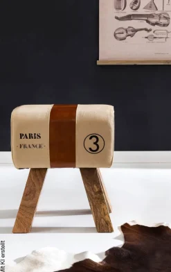 Wohnling Sitzhocker beige B/H/T: ca. 40x47x30 cm