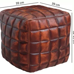 Wohnling Sitzhocker braun Leder B/H/T: ca. 39x41x39 cm