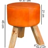 Wohnling Sitzhocker braun natur Leder Echtholz B/H/T: ca. 37x45x37 cm