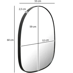 Wohnling Wandspiegel schwarz Metall B/H/T: ca. 53x60x2,5 cm
