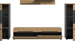 Wohnwand Canu basaltgrau Nachbildung Artisan Oak Nachbildung B/H/T: ca. 272x141x33 cm