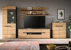 Wohnwand Canu basaltgrau Nachbildung Artisan Oak Nachbildung B/H/T: ca. 375x190x44 cm