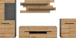 Wohnwand Canu basaltgrau Nachbildung Artisan Oak Nachbildung B/H/T: ca. 375x190x44 cm