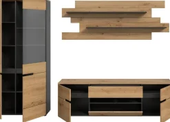 Wohnwand Canu basaltgrau Nachbildung Artisan Oak Nachbildung B/H/T: ca. 280x190x44 cm