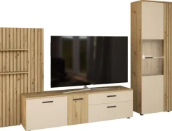 Wohnwand Gatwick Eiche Artisan Nachbildung creme B/H/T: ca. 250x180x38 cm