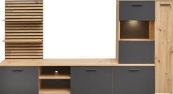 Wohnwand Heathrow Eiche Artisan Nachbildung anthrazit B/H/T: ca. 250x135x38 cm