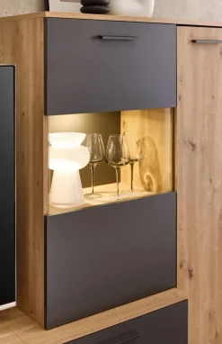 Wohnwand Heathrow Eiche Artisan Nachbildung anthrazit B/H/T: ca. 250x135x38 cm