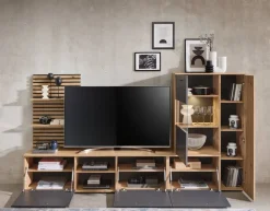 Wohnwand Heathrow Eiche Artisan Nachbildung anthrazit B/H/T: ca. 250x135x38 cm