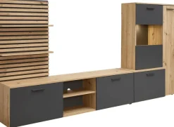 Wohnwand Heathrow Eiche Artisan Nachbildung anthrazit B/H/T: ca. 250x135x38 cm