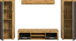 Wohnwand Jam Eiche Wotan Nachbildung grau B/H/T: ca. 310x159x35 cm