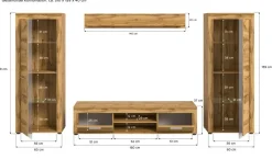 Wohnwand Jam Eiche Wotan Nachbildung B/H/T: ca. 310x159x35 cm