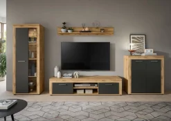 Wohnwand Jam Eiche Wotan Nachbildung grau B/H/T: ca. 330x159x35 cm