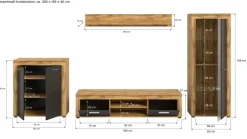 Wohnwand Jam Eiche Wotan Nachbildung grau B/H/T: ca. 330x159x35 cm