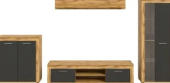 Wohnwand Jam Eiche Wotan Nachbildung grau B/H/T: ca. 330x159x35 cm