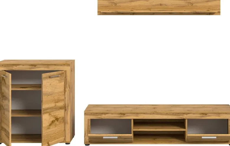 Wohnwand Jam Eiche Wotan Nachbildung B/H/T: ca. 255x159x35 cm