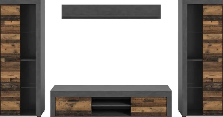 Wohnwand Jam Matera Nachbildung Old Wood Nachbildung B/H/T: ca. 159x310x35 cm