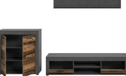 Wohnwand Jam Matera Nachbildung Old Wood Nachbildung B/H/T: ca. 159x255x35 cm