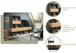 Wohnwand Lennox grau Eiche Evoke Coast Nachbildung B/H/T: ca. 210x147x38 cm