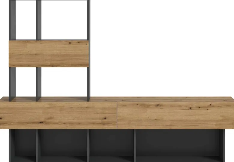 Wohnwand Lennox grau Eiche Evoke Coast Nachbildung B/H/T: ca. 210x147x38 cm