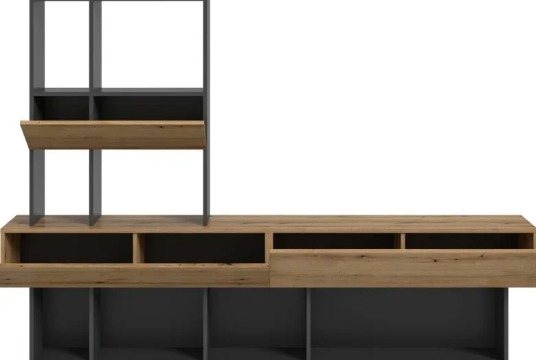 Wohnwand Lennox grau Eiche Evoke Coast Nachbildung B/H/T: ca. 210x147x38 cm