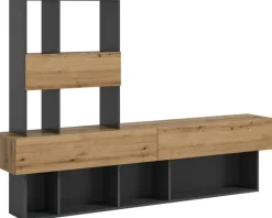 Wohnwand Lennox grau Eiche Evoke Coast Nachbildung B/H/T: ca. 210x147x38 cm