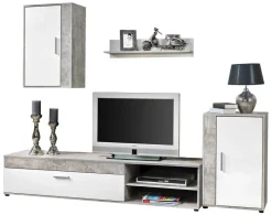 Wohnwand Lima Beton Optik weiß B/H/T: ca. 230x170x42 cm