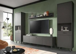 Wohnwand LINEA grau schwarz B/H/T: ca. 331x195x40 cm