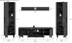 Wohnwand LINEA grau schwarz B/H/T: ca. 331x195x40 cm