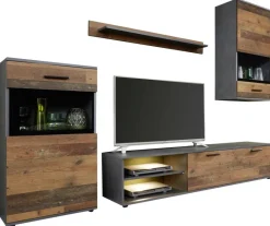 Wohnwand Mango Old Wood Nachbildung Matera Nachbildung B/H/T: ca. 246x182x37 cm