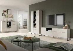 Wohnwand Noida Kaschmirgrau Nachbildung schwarz B/H/T: ca. 290x192x41 cm
