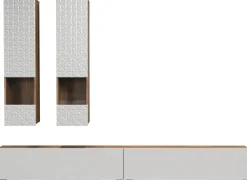 Wohnwand Rezzo weiß Oak Artisan Nachbildung B/H/T: ca. 241x200x30 cm