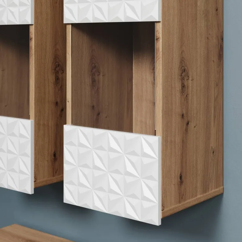 Wohnwand Rezzo weiß Oak Artisan Nachbildung B/H/T: ca. 241x200x30 cm