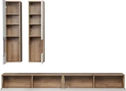Wohnwand Rezzo weiß Oak Artisan Nachbildung B/H/T: ca. 241x200x30 cm