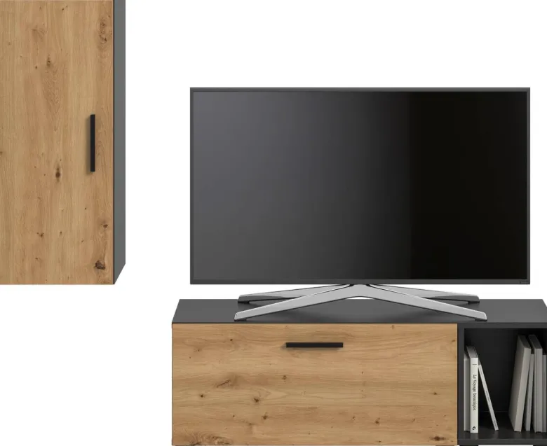 Wohnwand-Set TheOne Eiche Artisan Nachbildung anthrazit B/H/T: ca. 75x32x34 cm