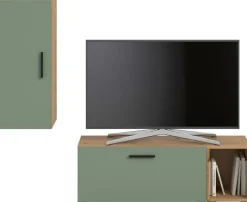 Wohnwand-Set TheOne Eiche Artisan Nachbildung grün B/H/T: ca. 75x32x34 cm