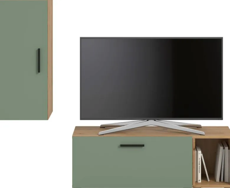 Wohnwand-Set TheOne Eiche Artisan Nachbildung grün B/H/T: ca. 75x32x34 cm