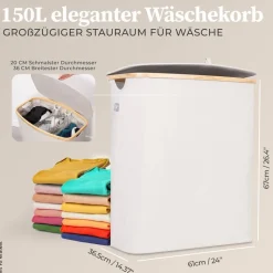 Wäschekorb beige Kunststoff B/H/L: ca. 36,5x67x61 cm