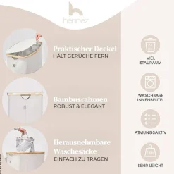 Wäschekorb beige Kunststoff B/H/L: ca. 36,5x67x61 cm
