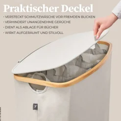 Wäschekorb beige Kunststoff B/H/L: ca. 36,5x67x61 cm